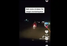 Ibu-Ibu Nekat Kebut-kebutan Pakai Motor di Jalan Tol